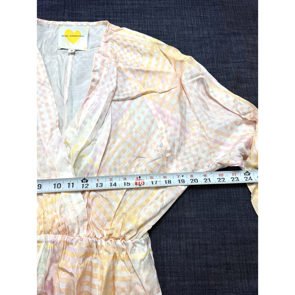 Kerri Rosenthal Reign Maxi Wrap Dress Pastel Plaid Romantic Boho Cottage Core M - Picture 9 of 11